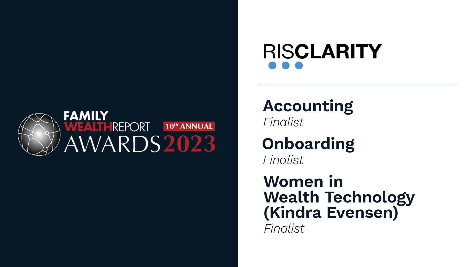 Risclarity 3x Finalist at 2023 FWR Awards